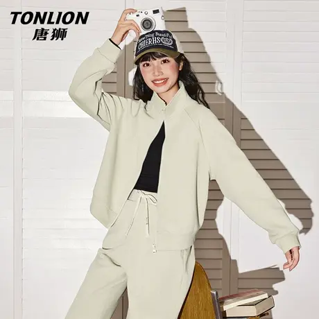 唐狮官方立领外套女2026新款春季美式慵懒宽松显瘦卫衣开衫上衣VC图片