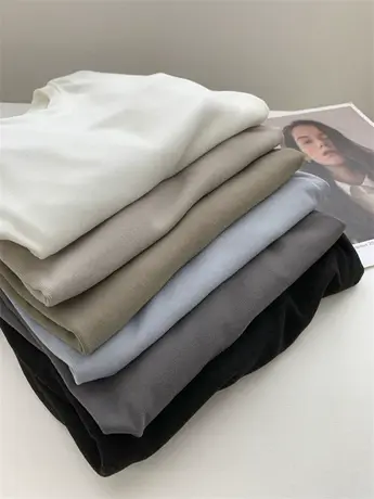 丝绒感圆领长袖磨毛打底衫女23秋冬新款宽松显瘦保暖套头内搭T恤商品大图