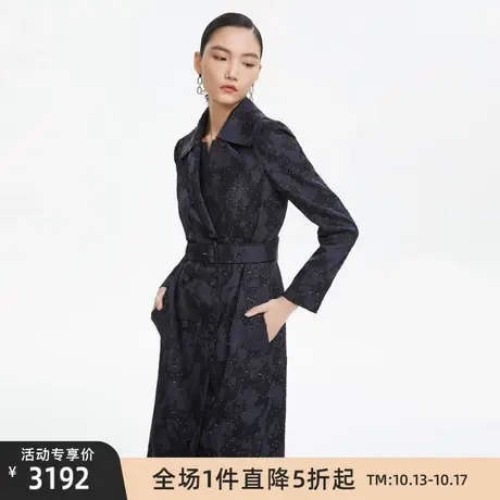 LANCY/朗姿秋季新款中长款收腰风衣外套女高级感宴会装饰通勤图片