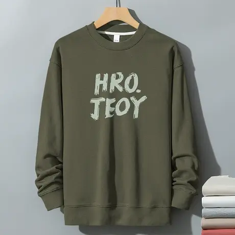 350g美式重磅卫衣男2023新款摇粒绒长袖t恤秋冬款保暖圆领上衣服图片