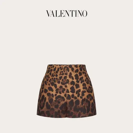 【季末优惠】华伦天奴VALENTINO女士 CREPE COUTURE 豹纹短裤图片