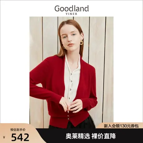 音儿美地女装2022冬季新款撞色拼接钉珠假两件羊毛针织衫商品大图