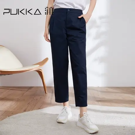 蒲PUKKA 女装纯棉休闲裤2023春装新款设计感时尚萝卜裤商场同款商品大图