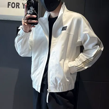 春季夹克韩版潮牌ins帅气个性上衣2022新款网红痞帅学生条纹外套图片