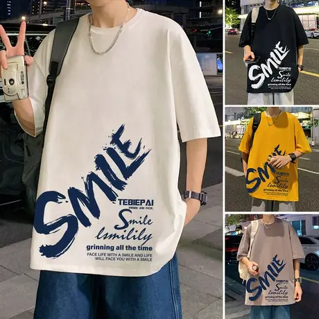 2025夏季新款美式短袖T恤男潮牌ins港风情侣装嘻哈高街宽松体恤衫商品大图