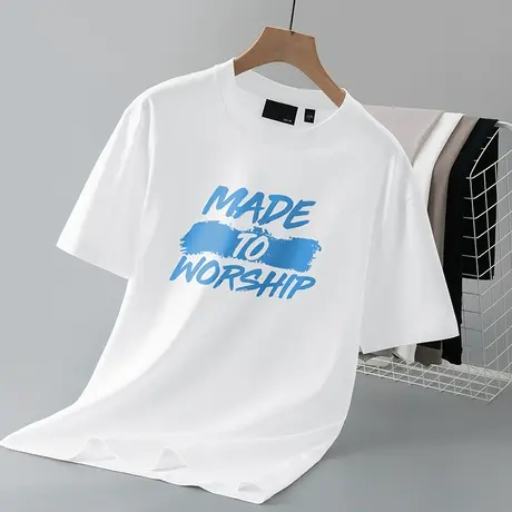 250g重磅纯棉短袖t恤男装宽松白色上衣服潮流全棉半袖圆领打底衫商品大图