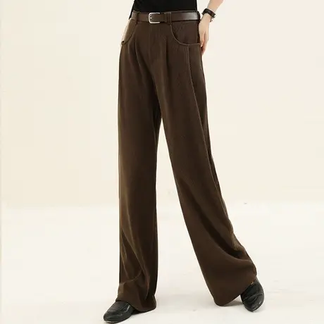 韩潮袭人灯芯绒西装阔腿裤女2023秋季新款高腰显瘦休闲拖地裤子商品大图