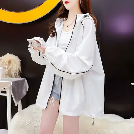 慵懒风连帽防晒服外套女2024年新款春夏宽松休闲百搭轻薄透气上衣图片