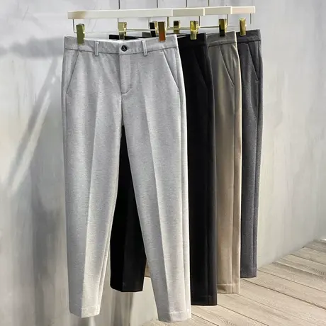 秋冬毛呢西裤男轻商务修身休闲长裤韩版9分加厚直筒小脚男小西裤商品大图