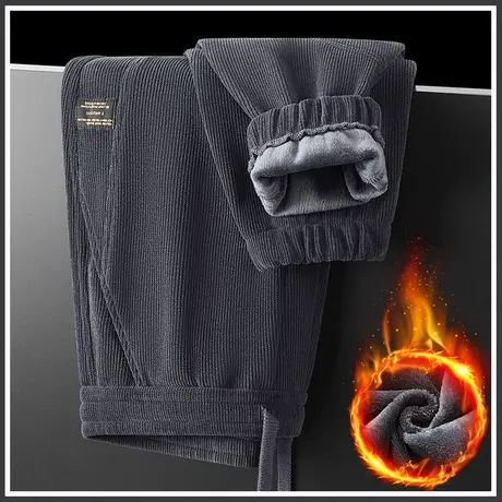 冬季加绒保暖博奥绒束脚美式卫裤2024年新款男生加厚抗寒休闲裤子商品大图