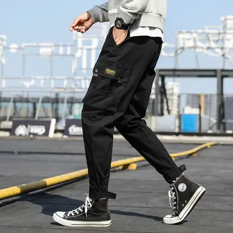 加绒加厚工装裤男秋冬款休闲运动长裤子潮牌宽松保暖潮流束脚卫裤商品大图