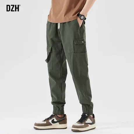 男生军绿色工装裤男束脚宽松潮牌秋季裤子男款2023新款纯棉休闲裤商品大图