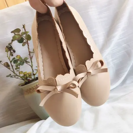 牛筋软底豆豆鞋女2024新款韩版蝴蝶结浅口懒人一脚蹬平底工作单鞋图片
