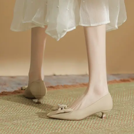 法式气质高跟鞋女细跟2024春夏季新款性感尖头浅口不累脚职业单鞋图片