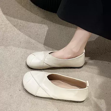 单鞋女春秋季2023新款浅口平底软底孕妇妈妈一脚蹬豆豆鞋仙女温柔商品大图