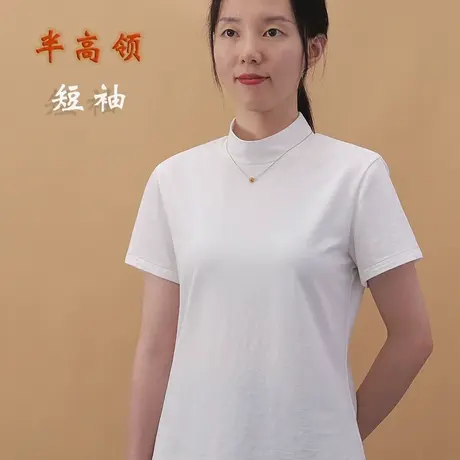中高领短袖t恤半高领修身打底内搭女夏打底衫商品大图