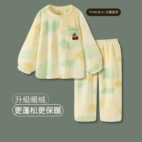 Pinksea睡衣冬季女新款秋冬加厚法兰绒套装女款大码珊瑚绒家居服商品大图