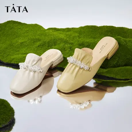 Tata他她穆勒鞋女平底凉鞋女牛皮半拖鞋女2023年夏季新款Y3B02BH3商品大图
