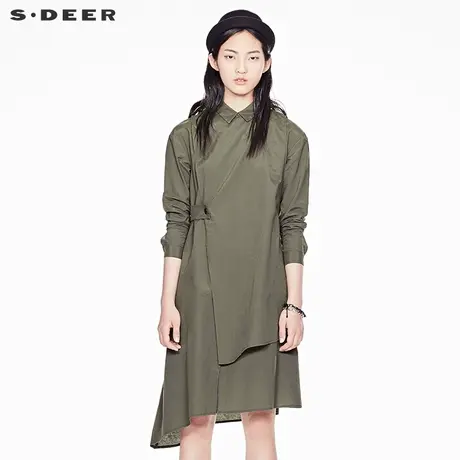 sdeer圣迪奥2019春装军绿不规则长袖两件套(背心+衬衫)S17380567图片