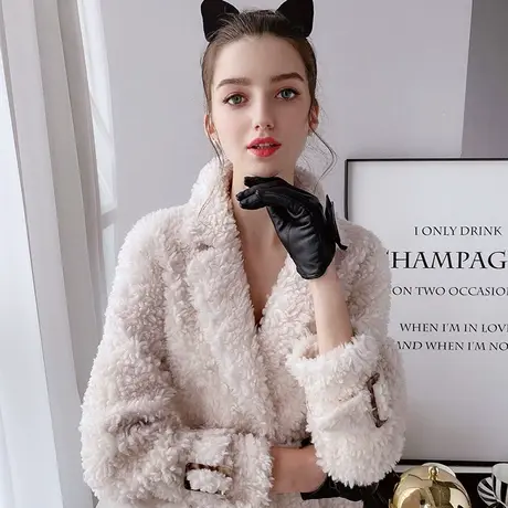 【直播】粉红大布娃娃冬季中长款大衣颗粒绒时尚皮草外套女显瘦商品大图