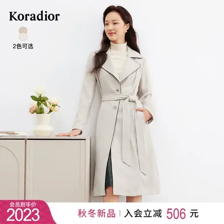 珂莱蒂尔女装2024春季新款通勤百搭中长款收腰显瘦西装领风衣外套图片