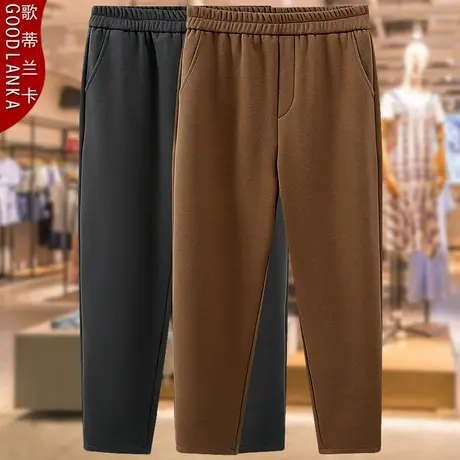 加肥加大码中年妈妈秋冬加绒休闲裤子宽松时尚百搭加绒保暖哈伦裤商品大图
