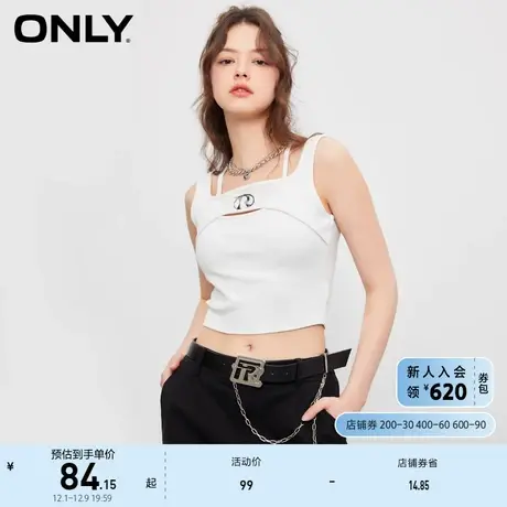 ONLY2023夏季新款甜酷百搭字母印花方领背心短款T恤女商品大图