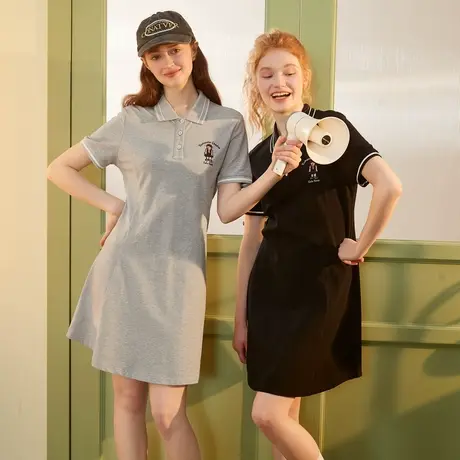 唐狮学院运动风polo连衣裙女小个子穿搭显瘦裙子女夏季女装图片