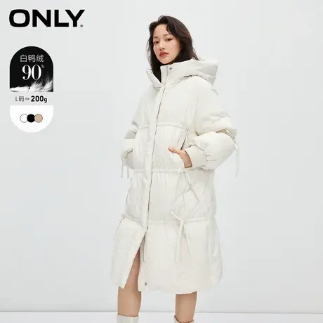 ONLY2023冬季新款90白鸭绒保暖A型中长款连帽羽绒服女|123412015图片