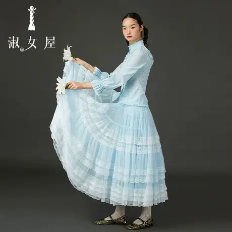 淑女屋官方旗舰店玉兰蕾丝装饰半截裙图片