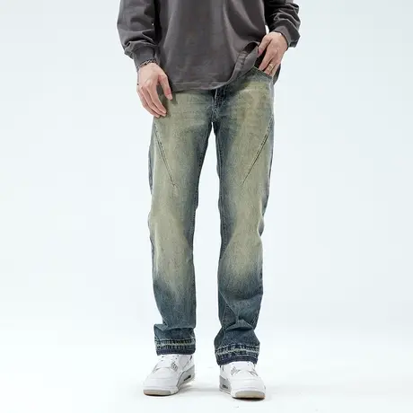 美式复古牛仔裤男2024新款宽松直筒春秋季潮牌休闲高街男士裤子商品大图