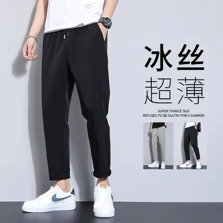 秋冬季裤子男休闲裤春秋新款长裤弹力宽松直筒男士九分裤百搭西裤商品大图