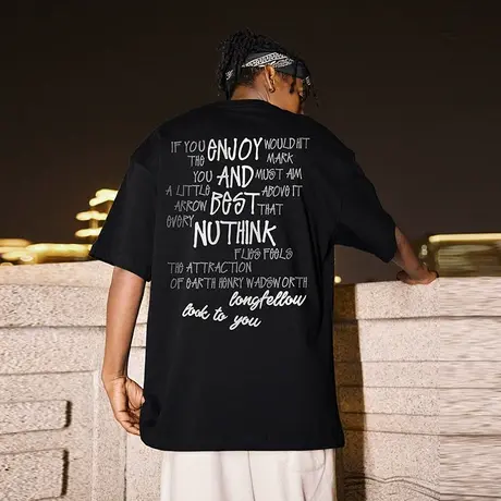 Nuthink欧美街头字母印花t恤男短袖潮牌潮流大码夏季国潮宽松半袖商品大图