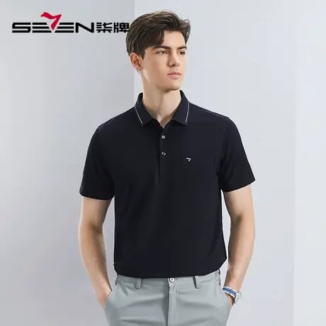 【5A抗菌2A防螨】柒牌男士短袖polo衫夏季薄款时尚简约口袋款T恤商品大图