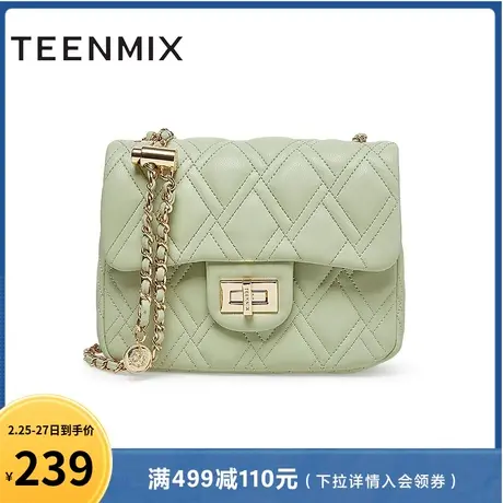 天美意时尚潮流菱格链条单肩斜挎包女新款商场同款X2567AX3商品大图