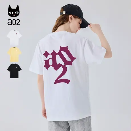 a02韩版纯色印花T恤女短袖2024夏季新款宽松休闲百搭全棉短款上衣商品大图