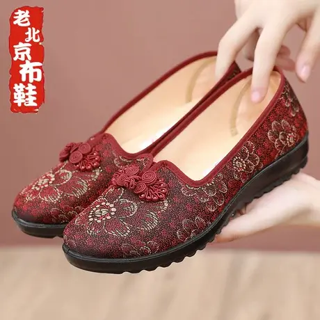 老北京布鞋女新款中老年人鞋子软底老人防滑大脚骨奶奶鞋宽脚单鞋商品大图