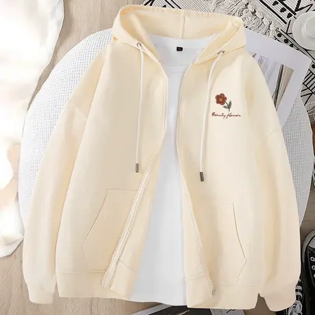 春秋薄款连帽卫衣女秋装2023年新款秋季百搭外套秋款开衫上衣女装商品大图