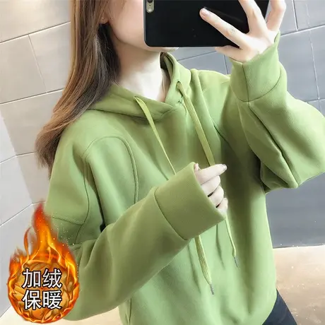 超火连帽卫衣女短款外套春秋款2023年新款春季女装宽松慵懒风上衣商品大图