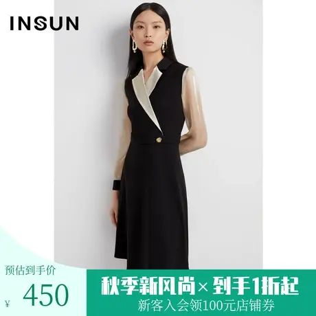 恩裳2023年早春新品收腰X型玻璃纱拼接轻商务西装连衣裙图片