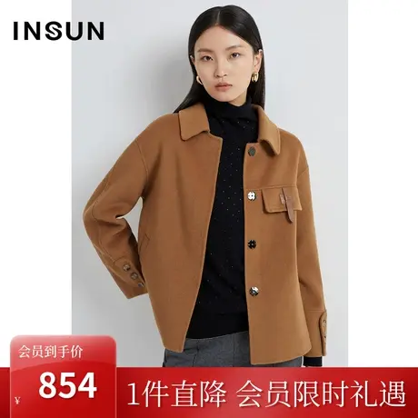 恩裳2022冬季时尚舒适宽松小个子羊毛美拉德毛呢外套短款商品大图