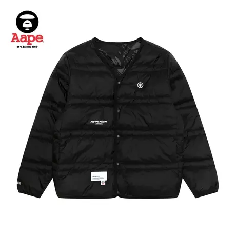 Aape旗舰店男装秋冬双面穿猿颜徽章字母迷彩羽绒服外套7631XXL图片