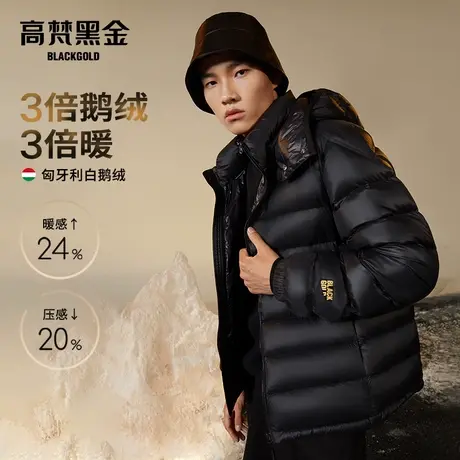 【高梵黑金鹅绒服】小黑金2.0短款羽绒服男轻薄冬季新款外套反季图片