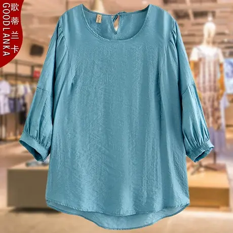 大码中年妈妈夏装短袖t恤2023新款宽松中老年女装荷叶边洋气上衣商品大图