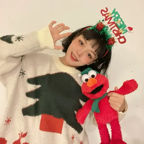 红续小众古着圣诞毛衣女小个子童趣风ins同款加厚针织衫秋冬新款图片