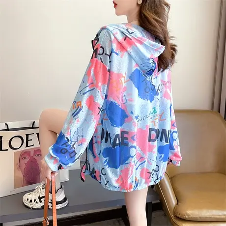 户外休闲防晒衣女夏季韩版宽松大码冰丝透气薄款防晒服开衫外套潮商品大图