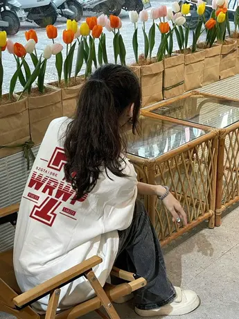 重磅纯棉白色短袖t恤女ins潮牌夏季宽松oversize半袖美式复古上衣商品大图