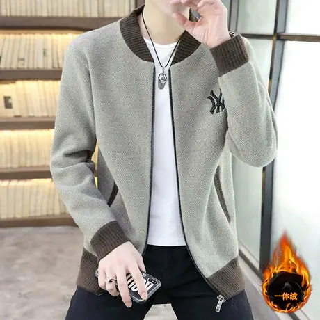 加绒加厚款针织开衫毛衣男慵懒风日系宽松外套夹克男韩版潮流秋冬图片