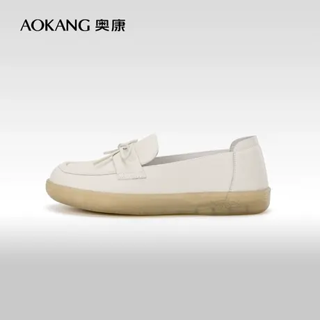 奥康女鞋 2023春秋季平底舒适懒人一脚蹬单鞋乐福鞋日常小皮鞋商品大图