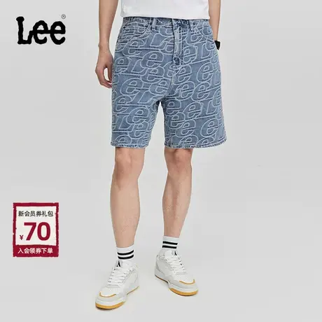 Lee商场同款24春夏新品宽松提花浅蓝男阔腿牛仔短裤LMB007529203商品大图